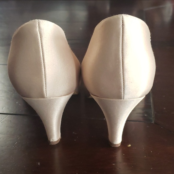 Cream Satin Kitten Heels - Picture 3 of 6